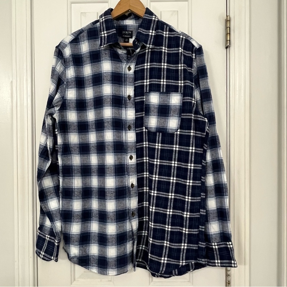 NWT J.Crew factory 100% cotton mixed plaid men’s flannel shirt, size medium.
